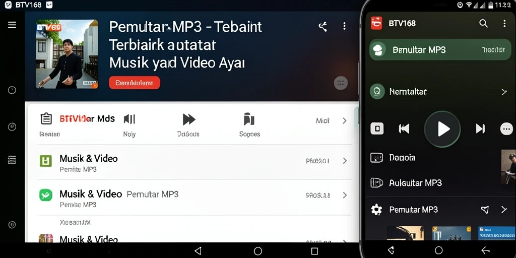 Antarmuka BTV168 yang sederhana dan elegan untuk Pemutar MP3.