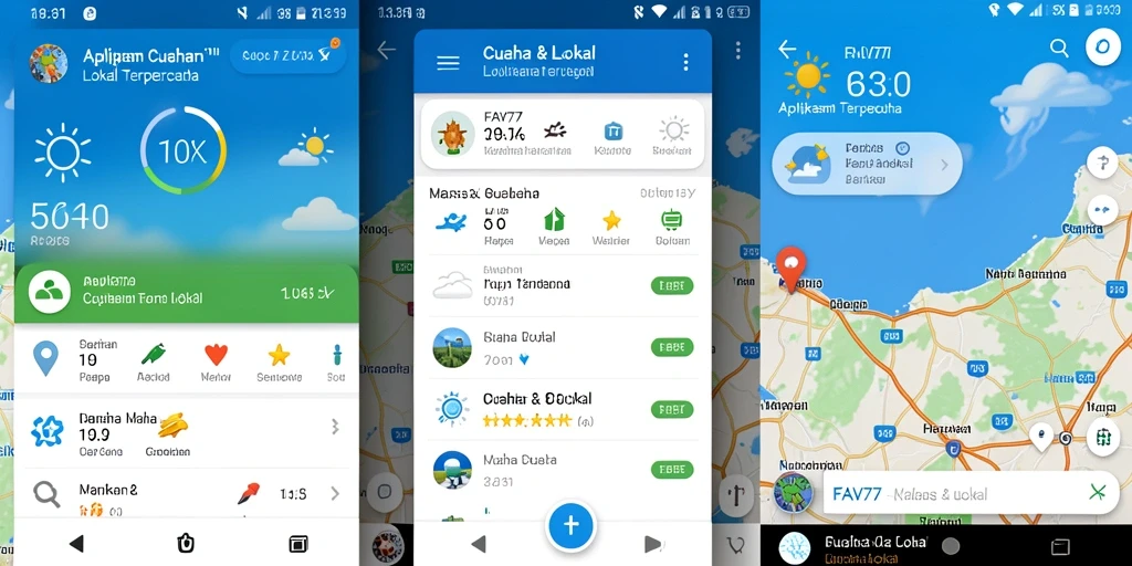 Tampilan antarmuka FAV77 dengan informasi cuaca lokal yang lengkap dan jelas.