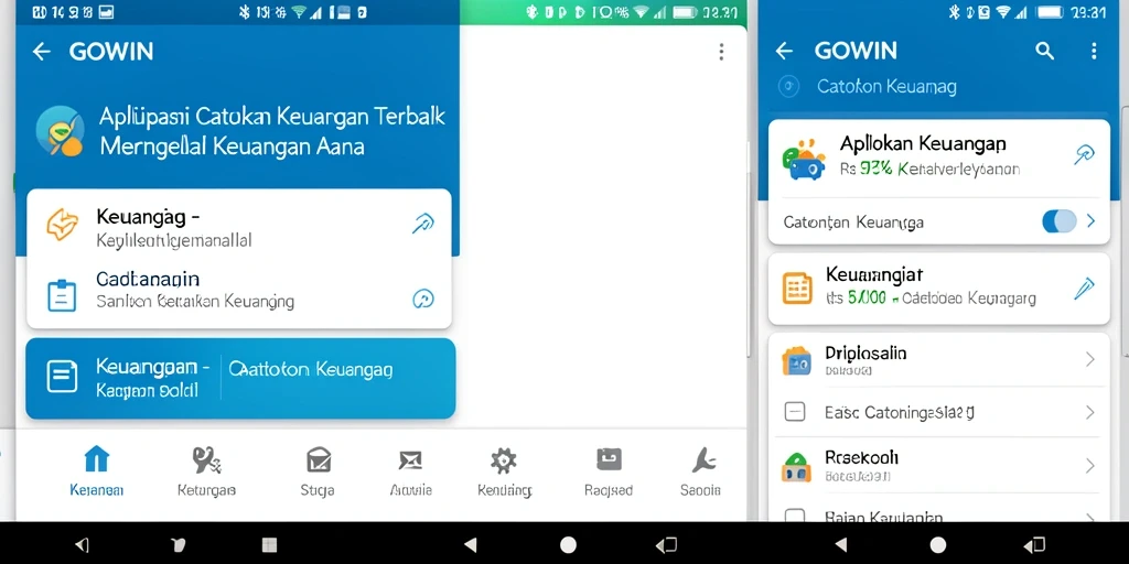 Antarmuka GOWIN yang sederhana dan fungsional untuk Catatan Keuangan.