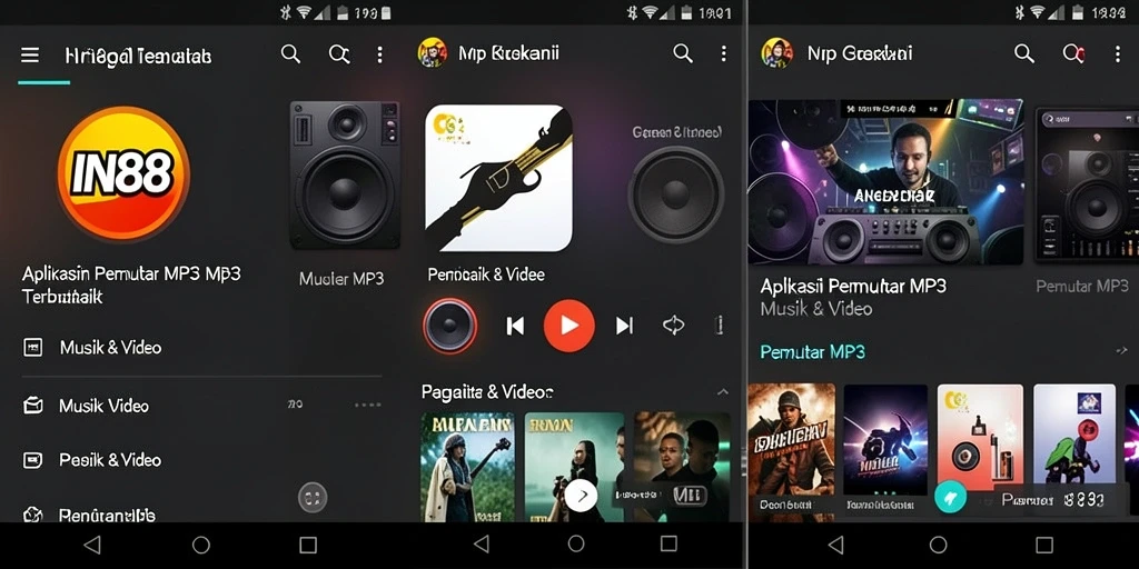 Antarmuka pengguna yang elegan dari IN88 saat memutar lagu.