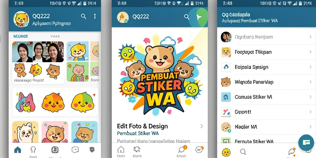 Menampilkan antarmuka pengguna aplikasi Pembuat Stiker WA yang intuitif.