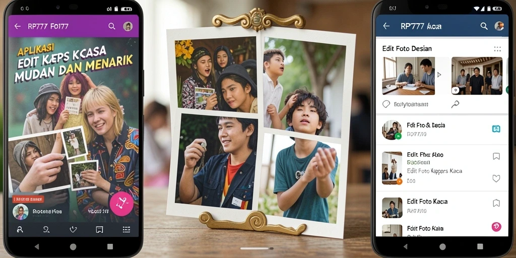 Tampilan antarmuka RP777 dengan fitur Edit Foto Kertas Kaca yang menarik.