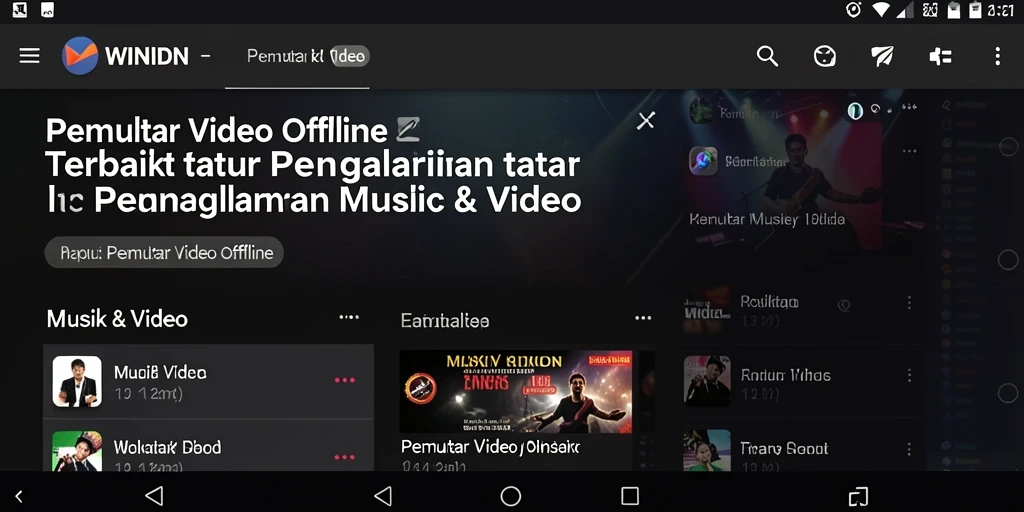 Tampilan antarmuka utama aplikasi WINIDN dengan fitur Pemutar Video Offline.